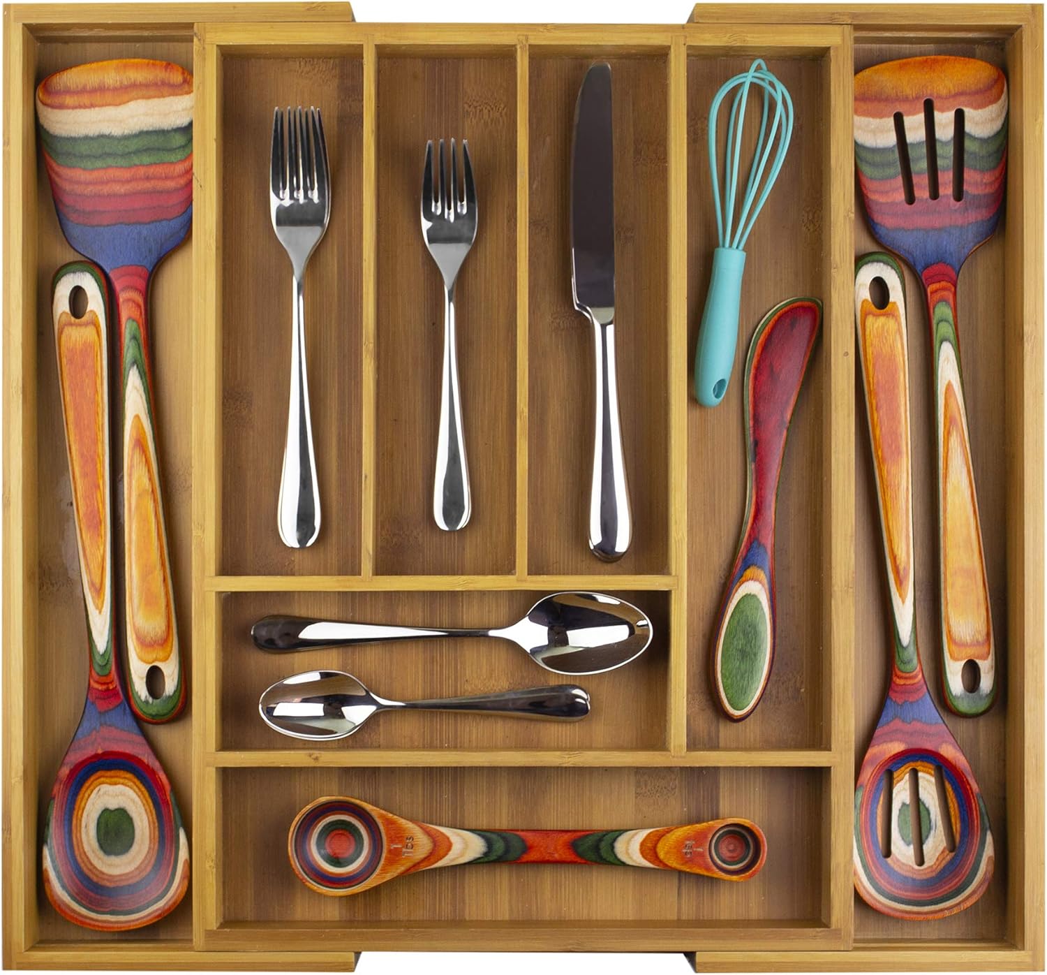 Amazon.com: Totally Bamboo Kitchen Drawer Organizer, Expandable Silverware Organizer and Utensil Holder, 8 Compartments with Dividers: Utensil Organizers: Home & Kitchen