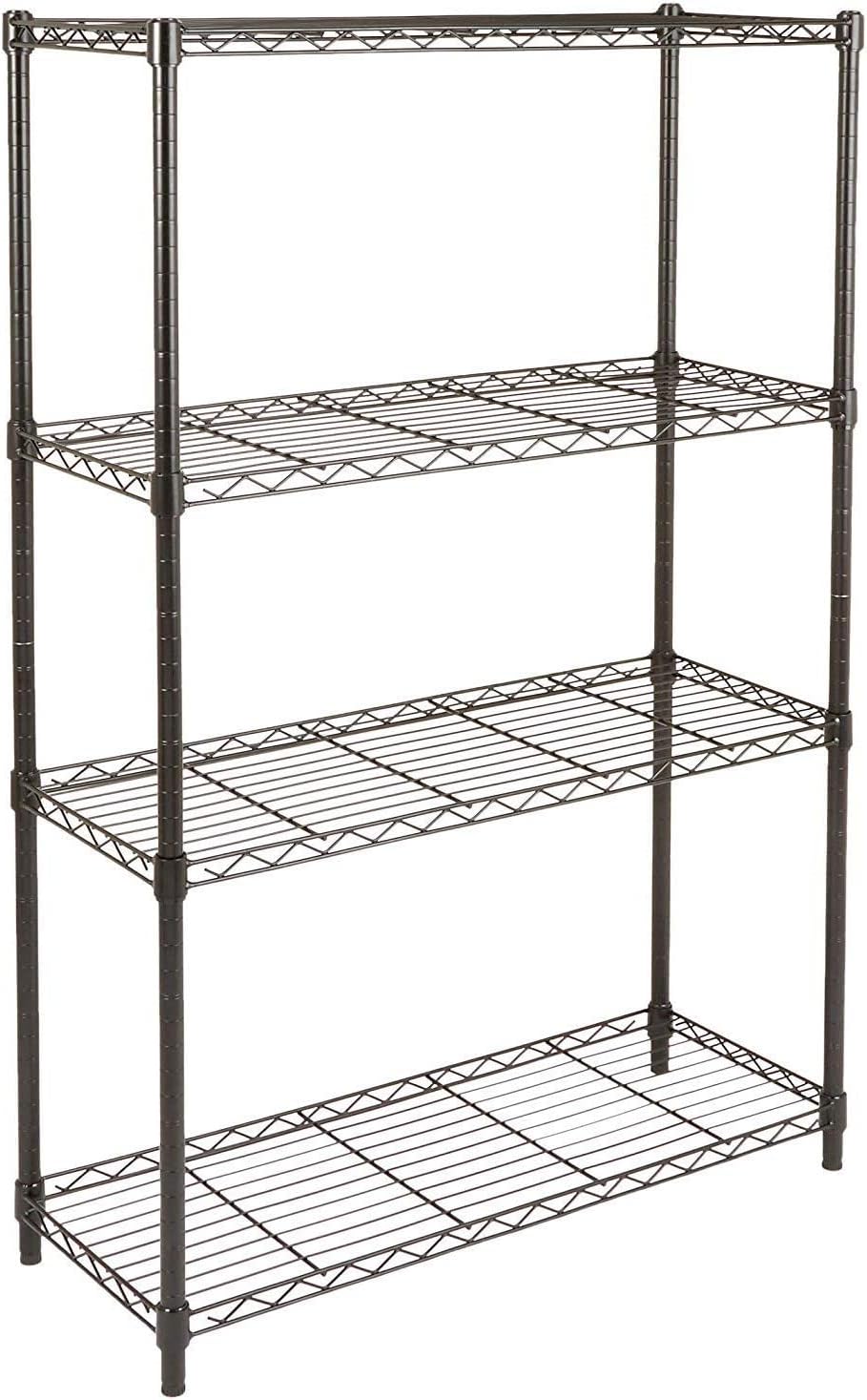 Amazon.com: Amazon Basics 4-Shelf Adjustable Heavy Duty Steel Wire Rack Storage Shelving, Sturdy Garage Shelving, 350 lbs Capacity Per Shelf, Easy No-Tool Assembly, 36" x 14" x 54", Black | Heavy Duty, Adjustable, for Kitchen, Garage, Storage, Shelving Organizer : Home & Kitchen