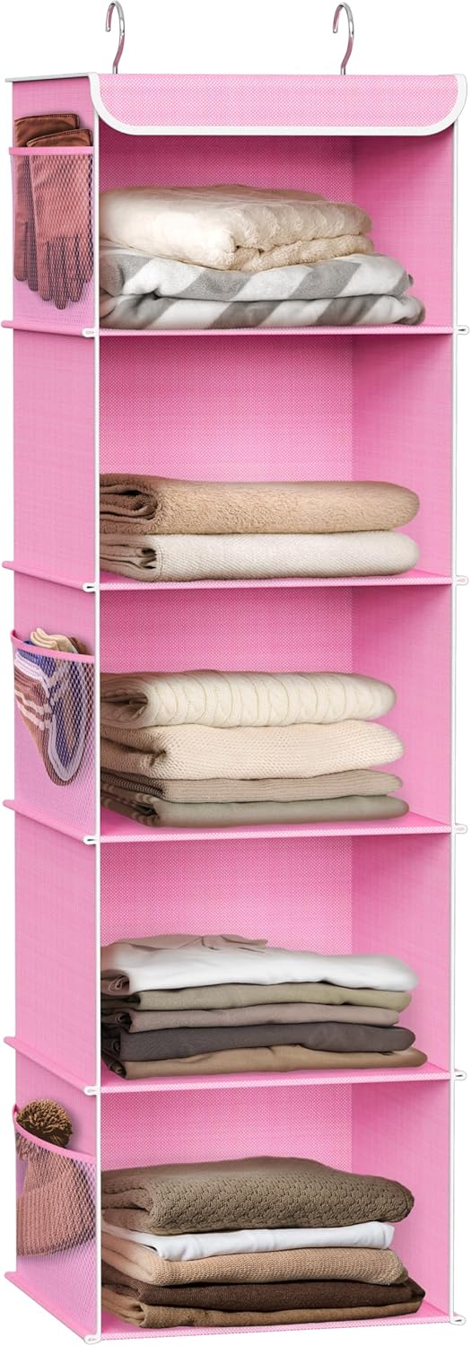 Amazon.com: Simple Houseware 5 Shelf Hanging Closet Organizer, Pink : Home & Kitchen