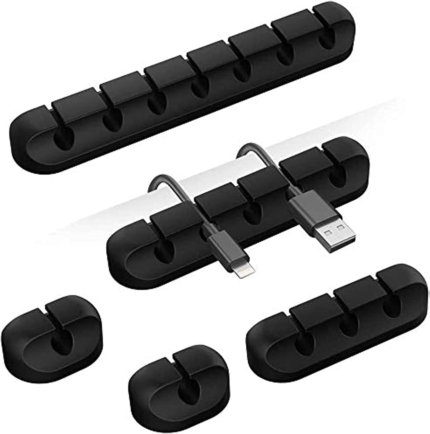 Amazon.com: Cord Holder Cable Organizer Clips – Self Adhesive Cord Organizer for Desk, Car, Nightstands, Office, Black Silicone Cord Keeper Cable Clips Wire Holders for Phone Charger Cords (7-5-3-1-1 Slots) : Electronics