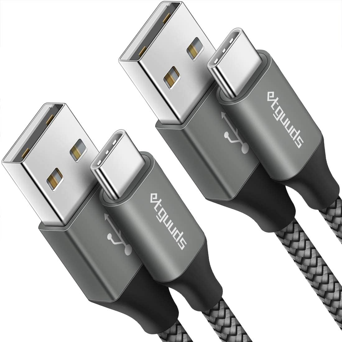 Amazon.com: etguuds USB to USB C Cable 3ft, 2-Pack USB A to Type C Charger Cord Fast Charging for Samsung Galaxy A17 A16 A15 A26 A36 A56, S25 S24 S23 S22 S21 S20 S10 Note 20, for iPhone 17 16 15, Moto, Gray : etguuds: Electronics
