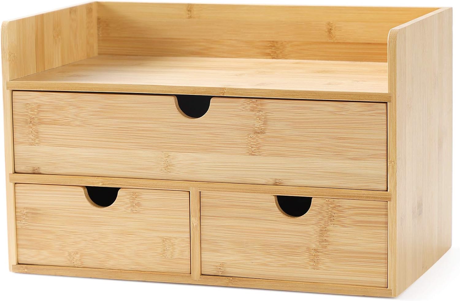 Amazon.com : Wisuce Bamboo Desk Drawer Organizer, Desktop Organizer with Drawers Tabletop Storage Organization Box for Office Home Toiletries Supplies Vanity, No Assembly Required(1 with shelf-3 Drawers) : Office Products