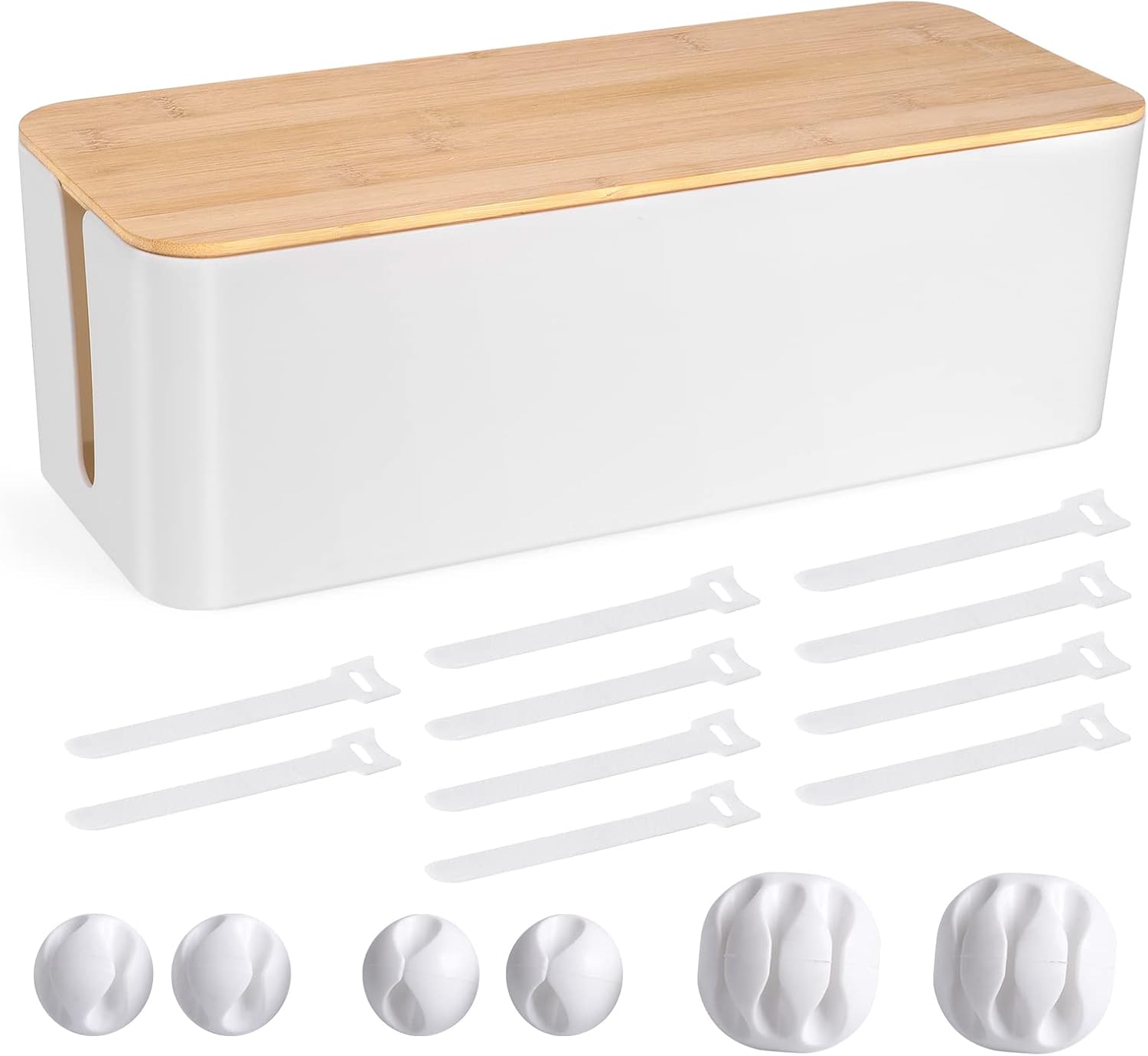 Amazon.com: Cable Management Box - Wooden Style Large Cord Organizer Box to Hide Wires & Power Strips | Desk Computer Cable Organizer Box | Safe ABS Material |16" (L) x 6.2" (W) 5.3" (H)|for Home & Office - White : Electronics