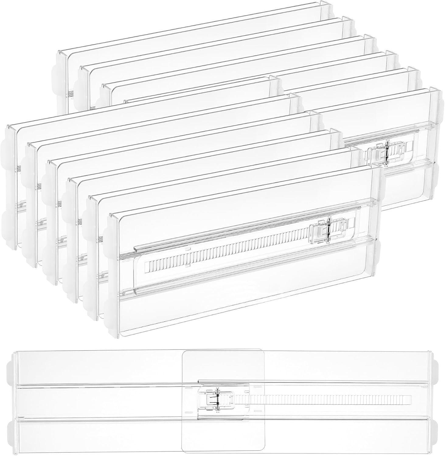 Amazon.com: Vtopmart 12 Pack Drawer Dividers for Clothes, 4" High 10.2"-16.5" Adjustable Expandable Dresser Drawer Organizer, Clear Plastic Separators for Dresser, Baby Clothing, Underwear, Cosmetic, Toiletries : Home & Kitchen