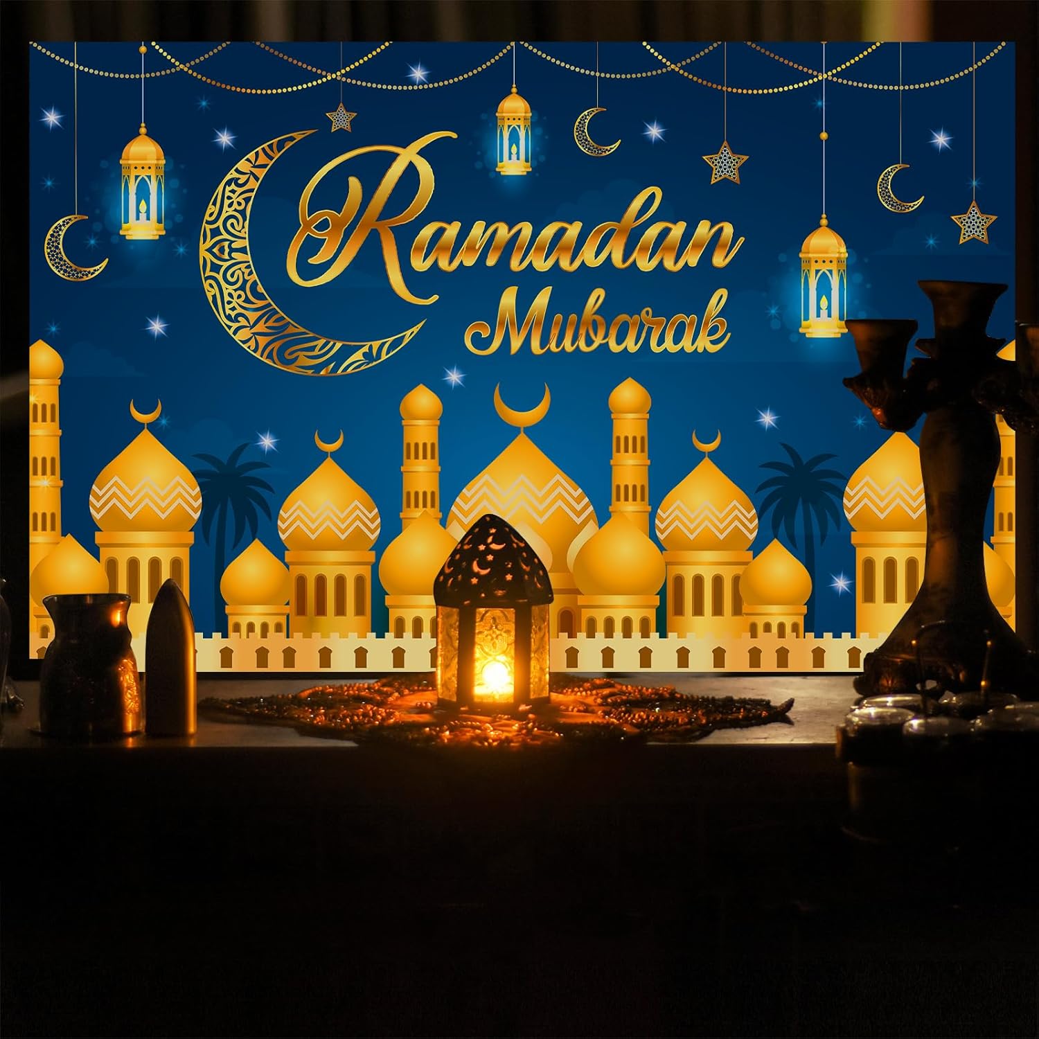 Amazon.com: Ramadan Decorations for Home - 71 x 44 in Ramadan Banner Mubarak Table Mubarak Sign Backdrop Favors Hanging Decorations for Outdoor Home Party Window Wall Eid Al-Fitr al-Adha زينة رمضان كريم ديكو : Toys & Games