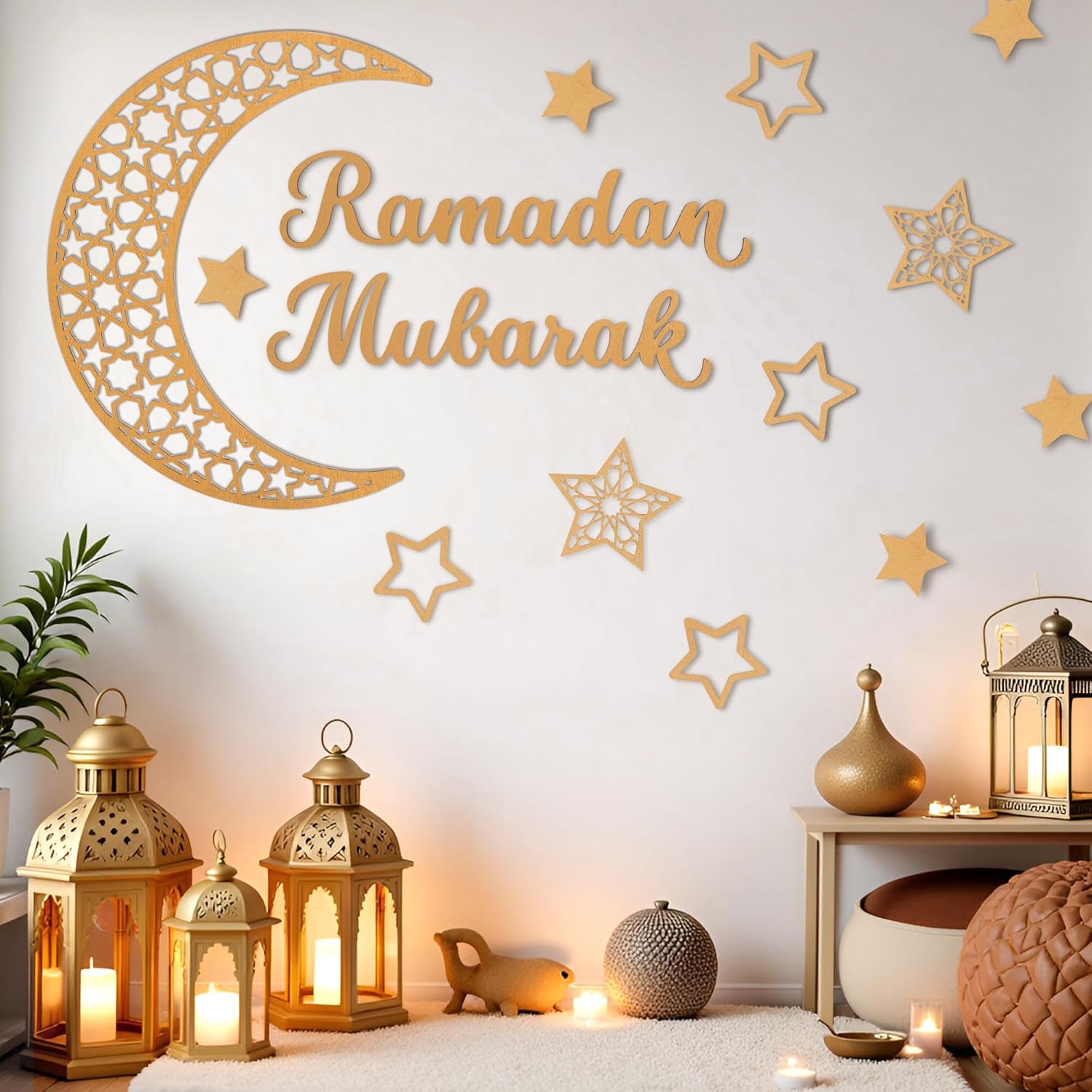 Amazon.com: Rmeosye Ramadan Mubarak Wall Decor Set, Moon and Star Islamic Wooden Wall Art Sign for Ramadan Eid Decorations, Muslim Home Decor for Living Room, Bedroom, or Prayer Space : Home & Kitchen
