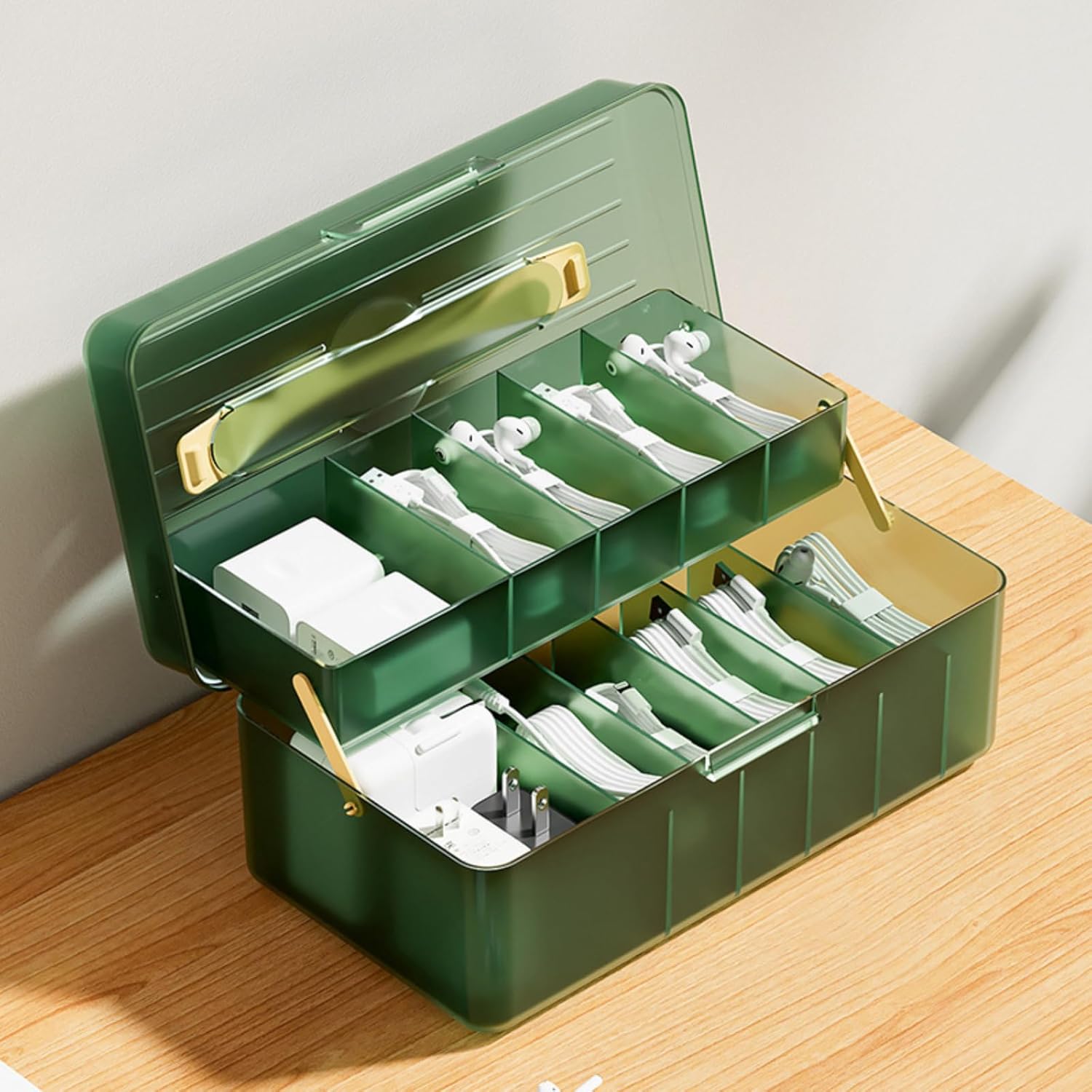 Amazon.com: Atathro Double Layer Cable Organizer Box for Charging Cables, USB Wires, Adapters, Earphones & Small Electronics Accessories – Includes Cable Ties & Label Stickers : Electronics