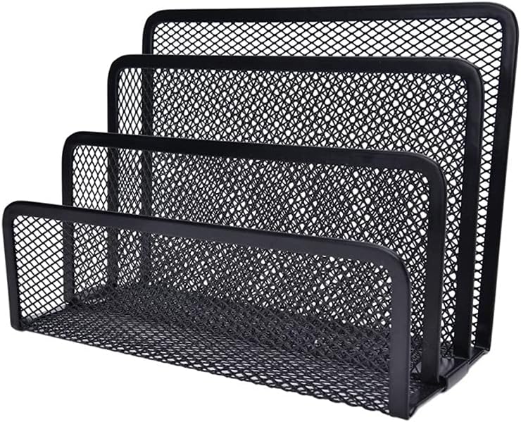 Amazon.com : Black Metal Mesh Desk Organizer Desktop Letter Sorter Mail Tray File Organiser Office Home Bookends Book Holder : Office Products