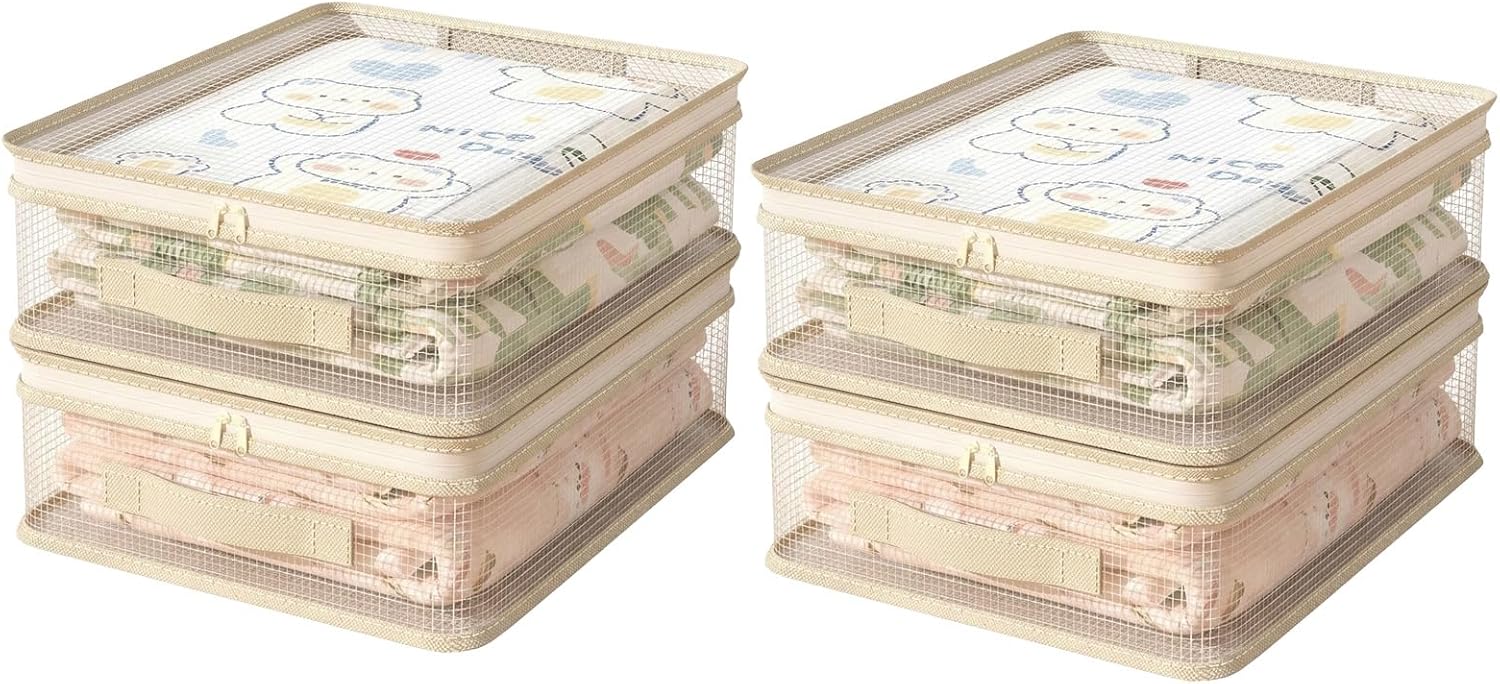 Amazon.com: See-Through Closet Organizer Storage Bags, Clothes Storage and Bag for Stackable Drawer Organizer Clothes and Yarn Storage Bag with Zipper (4PC-large) : Home & Kitchen